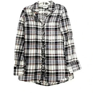 Super Comfy! Girl Krazy Flannel Button Down Long Sleeve Top / Women’s Size Small